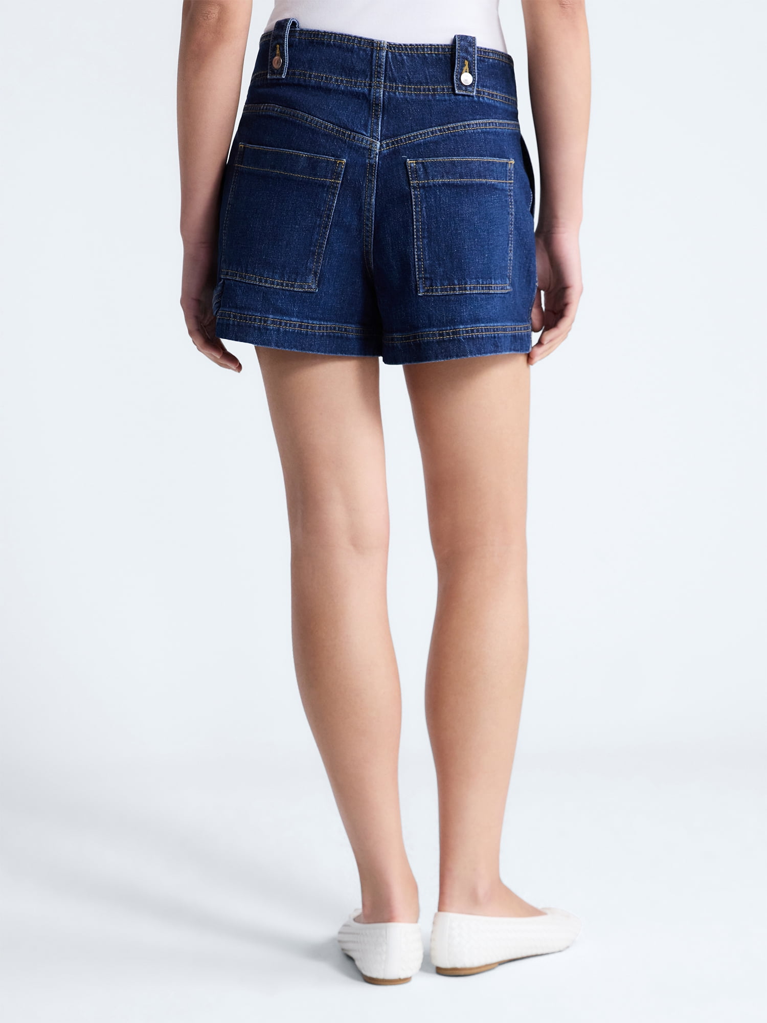 Free Assembly Women's High Rise Denim Utility Shorts, 4” Inseam, Sizes 0-18