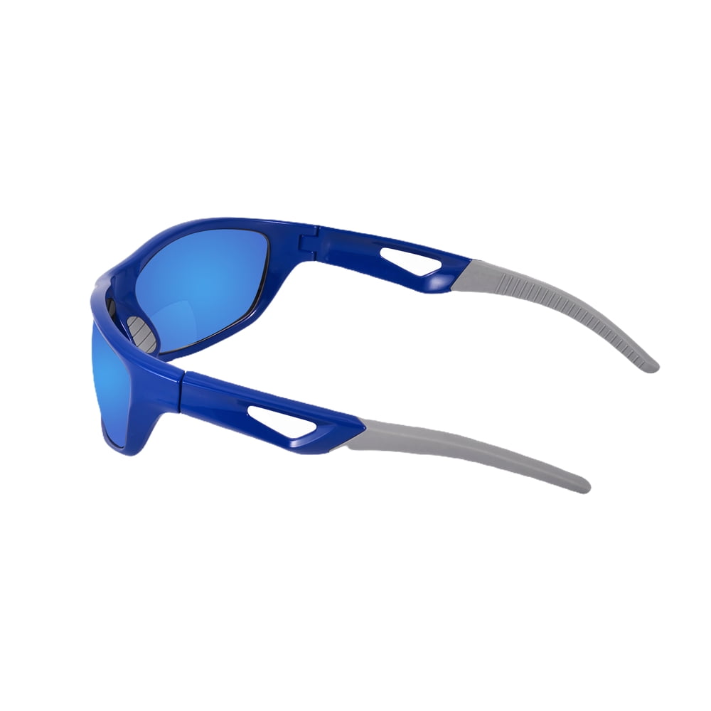 "The Competitor" 2 Pair of Precision Sport Wrap Bifocal Sunglasses Featuring High Definition Lenses - Black/Open Road Blue - 2.50