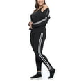thumbnail image 3 of Women's Active Tracksuit Sets 2 Piece Outfits Stand Collar Striped Track Jacket Top & Leggings, 3 of 4