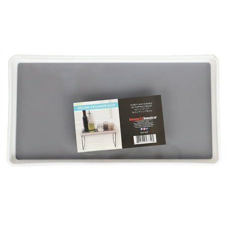 

Home Basics Foldable Rubber Lined Plastic Kitchen Organizer Rack Grey