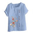 thumbnail image 4 of Pompotops Chemise Ample Décontractée d'Été pour Femmes à Manches Courtes et Col Rond avec Imprimé Floral, 4 of 5