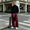 thumbnail image 2 of Evdexr Men's Baggy Sweatpants Drawstring Wide Leg Sweat Pants with Pockets Winter 2026 Lounge Hiking Pants Oversized Elastic Waist Loose Fit Trousers 2XL, 2 of 9