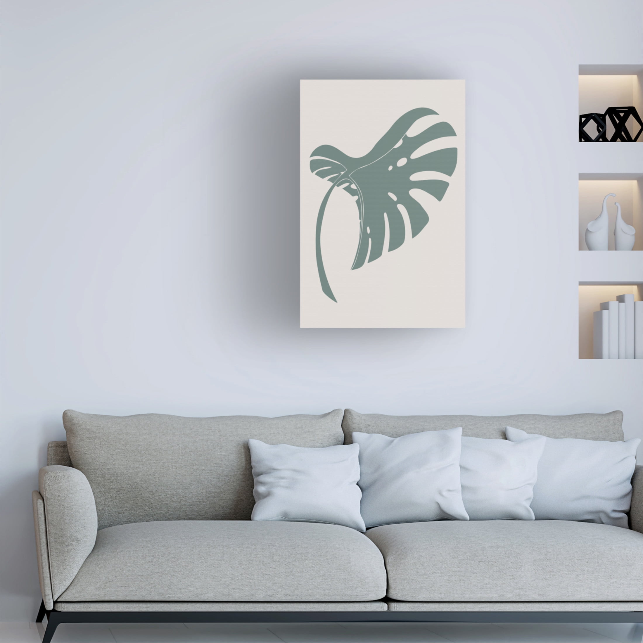 Canvas Wall Art - Pictufy Studio Ii 'Monstera Bent Green' Wall Art for Living Room, Bedroom, or Office Décor by Trademark Fine Art - 30 x 47 Inches