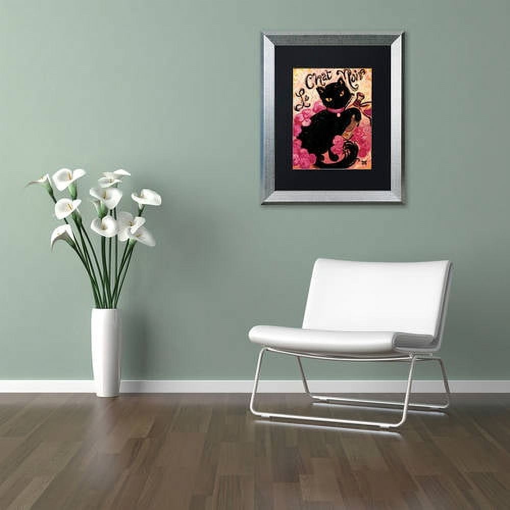 Trademark Fine Art "Le Chat Noir" Canvas Art by Natasha Wescoat, Black Matte, Silver Frame