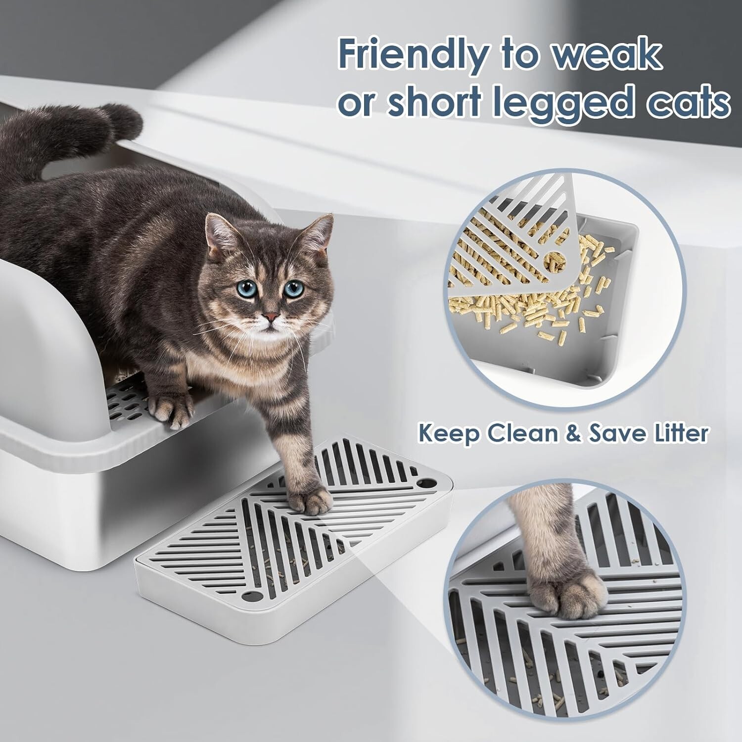 Enclosed Sides Stainless Steel Cat XL Litter Box Keep Litter In the Pan