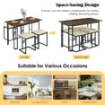 thumbnail image 3 of VECELO 4-Piece Dining Table Set, Kitchen Table with Bench and Two Stools for 4, Space Saving Design Gathering Bench Dining Set for Kitchen, Dining Room, Restaurant, Brown, 3 of 8