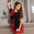 thumbnail image 3 of Balery Minimalist Skull Red Camisón de manga corta con cuello redondo para mujer, cómodo y elegante., 3 of 6