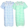 thumbnail image 2 of JEFFRICO 2 Pack House Dresses for Women with Pockets - Lightweight Breathable Short Sleeve Muumuu & Nightgowns - Snap Front Housecoat and Dusters for Women, 2 of 4