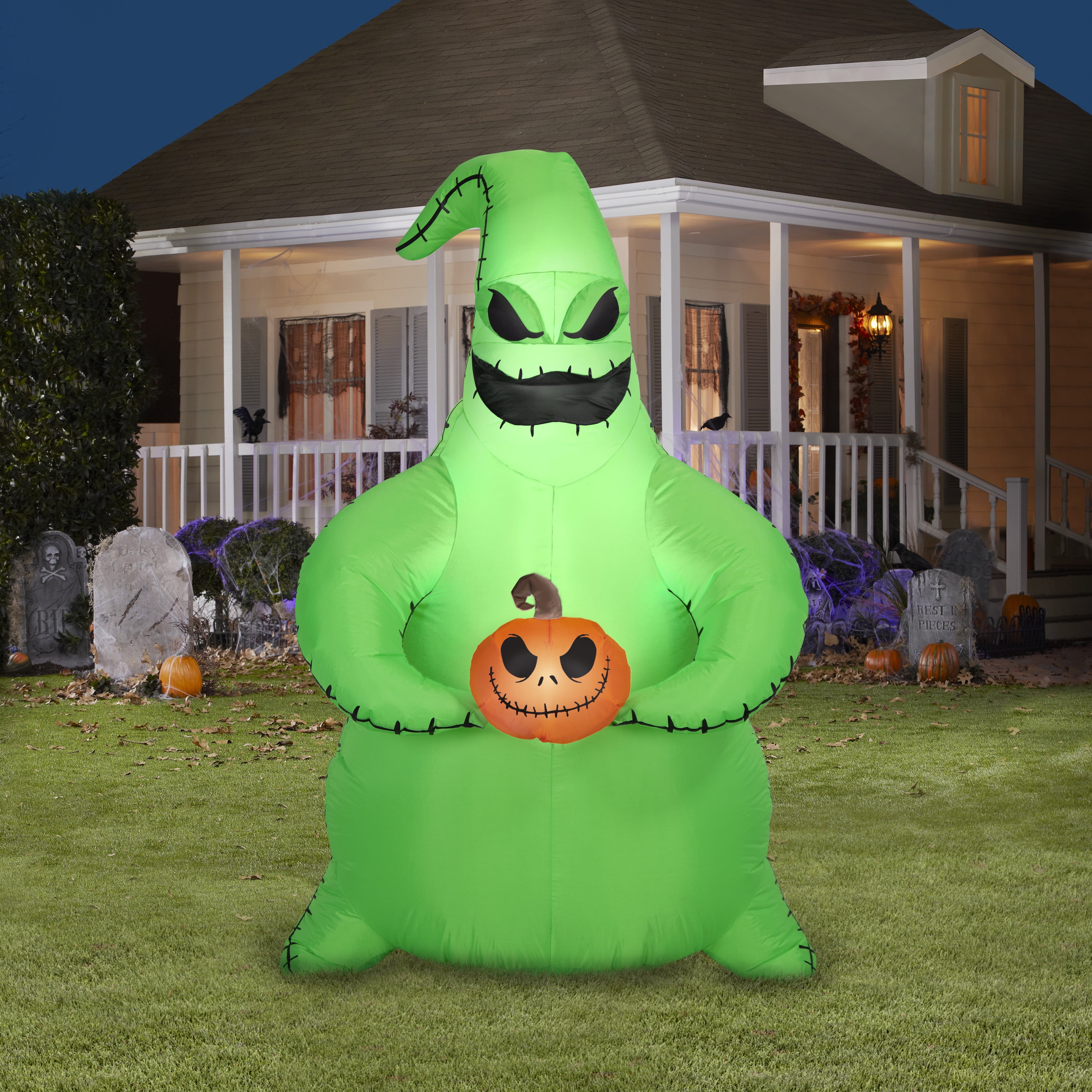 Oogie & Jack Pumpkin Head Yard Inflatable + Hyper Tough 25FT Tri-Outlet Outdoor Extension Cord