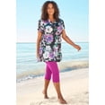thumbnail image 2 of Swim 365 Women's Plus Size Longer-Length Notch-Neck Short-Sleeve Swim Tunic, 2 of 6