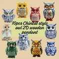 thumbnail image 7 of Wooden Owl Ornament under $5! CQCYD Wooden Owl Ornaments Set of 10, Christmas Tree Hanging Decor, 2D Wood Owl Pendants, Natural Wood Craft Ornament, Festive Holiday Home Decoration, 7 of 7