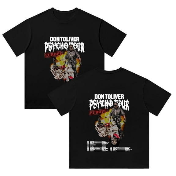 Don Toliver Psycho Tour 2025 T-shirt cotton retro T-shirt women's men's casual short sleeved T-shirt street wear