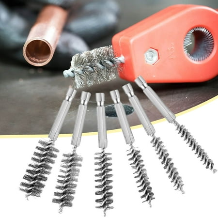 

LA TALUS Tube Brush Dense Bristles Hexagonal Handle Stainless Steel 8/10/12/15/17/19mm Machinery Paint Remover Rust Cleaner for Home 8 mm