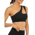 thumbnail image 4 of Single Shoulder Sport Bras for Women Asymmetrical Shoulder Wirefree Padded Sports Bras Medium Support Yoga Bra Removable Cups, 4 of 6