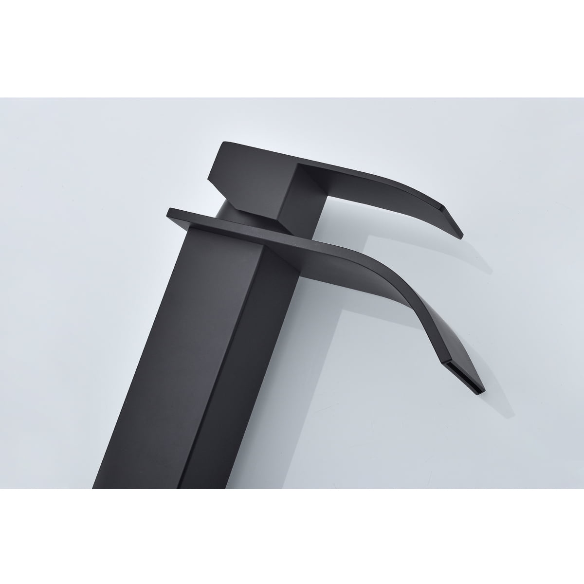 Waterfall Spout Single Handle Bathroom Sink Faucet   Brushed Nickel Finish  Lead-Free Stainless Steel for Modern Vanity