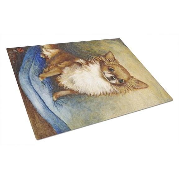 Carolines Treasures MH1036LCB Chihuahua Long Hair Brown Glass Cutting Board Large 12H x 16W multicolor