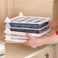 thumbnail image 3 of 5 Pack Stackable Closet Organizer Set Shirt Folding Boards Shelf Dividers Space Saving Wardrobe Storage for T-Shirts Jeans Sweaters Home Organization, White, 3 of 4