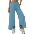 thumbnail image 6 of ClodeEU Women's Oversized Elastic Waist Comfortable Fitness Wide Leg Pants Blue,Womens Plus S, 6 of 8