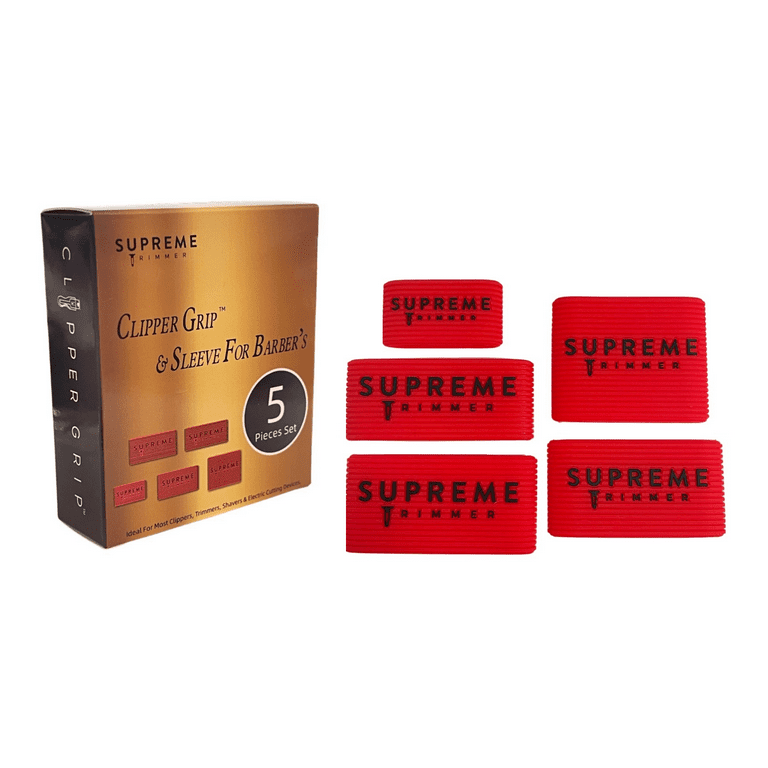CLIPPER GRIP by Supreme Trimmer Professional Barber Grippers (5PC Set)  SGR50 RED