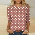 thumbnail image 2 of YanHoo Women's Polka Dot 3/4 Sleeve Blouse Tops Ladies 2026 Plus Size Summer Casual Crewneck 3/4 Sleeve Shirts, 2 of 6