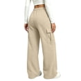 thumbnail image 5 of Resicozy Parachute Cargo Pants Women Lightweight Baggy Hiking Pants Y2k Drawstring Elastic Waist Pants with Pockets Beige S, 5 of 7