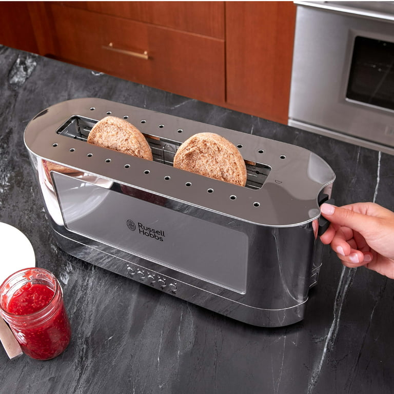 2-Slice Stainless Steel Long Toaster, Black Glass