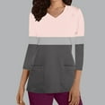 thumbnail image 2 of Kilaqueen Scrubs for Women 3/4 Sleeve V Neck Stretchy Medical Nursing Tops with Pockets Color Block Workwear Uniform Shirts, 2 of 5