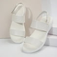 thumbnail image 6 of KIJBLAE Women Summer Sandals Two-Strap Hook Loop Fastening Open Toe Breathable Comfort Sandals Non-Slip Lightweight Platform Sandals for Beach Daily Wear White 38, 6 of 7
