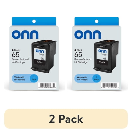 (2 pack) onn HP 65 Printer Black Ink Cartridge (Remanufactured)