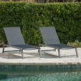 Mesa Outdoor Black Mesh Chaise Lounge with Aluminum Frame, Set of 2