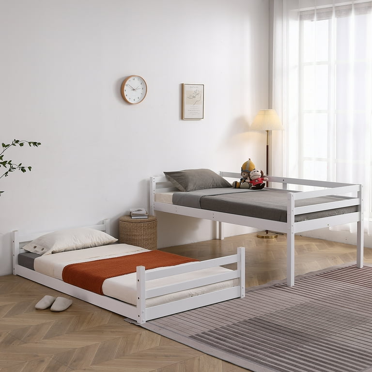 Ktaxon Twin Bunk Bed for Kids, Toddlers & Juniors with Guardrails