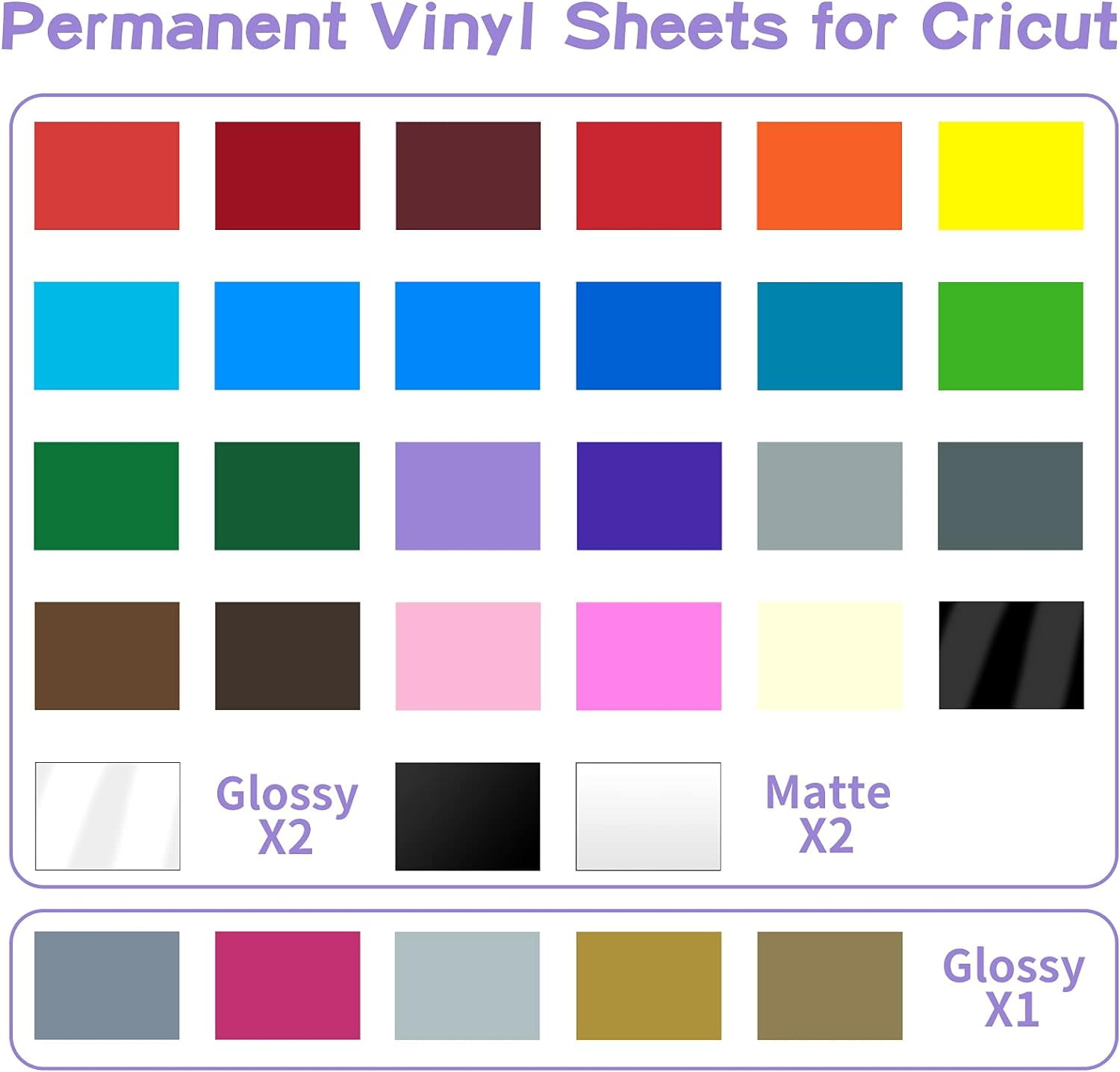 Lya Vinyl Permanent Vinyl for Cricut Machine- 65 Pack 12" x 12" Permanent Vinyl Bundle,40 Color Vinyl for Party Decoration, Sticker, DIY Mug