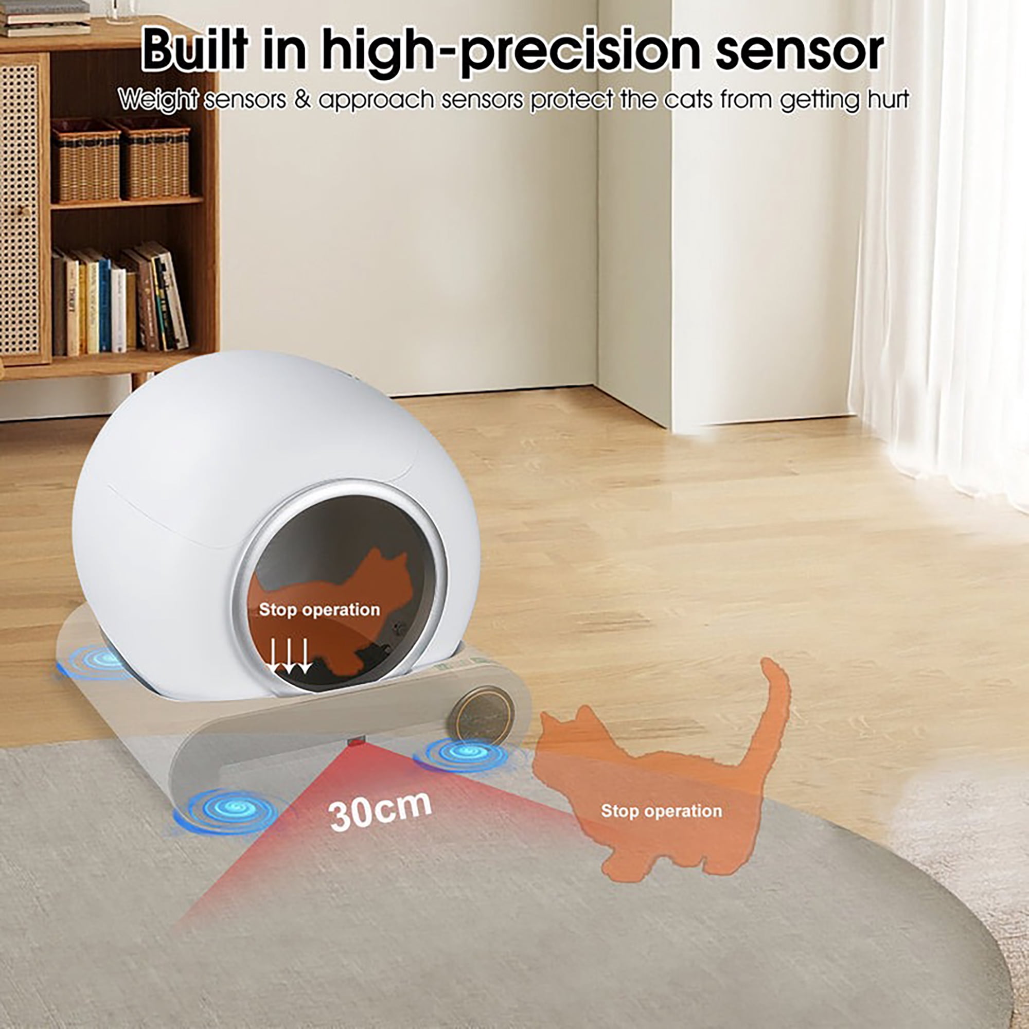 Glavbiku Smart Self-Cleaning Cat Litter Box with Liner,Odor Removal, App Control Support 2.4G wifi