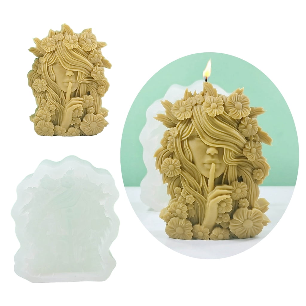 3D Candle Silicone Mold Handmade Whispering Girl Statue Craft Plaster Resin Candle Making Tool Soap Plaster Mould Decor