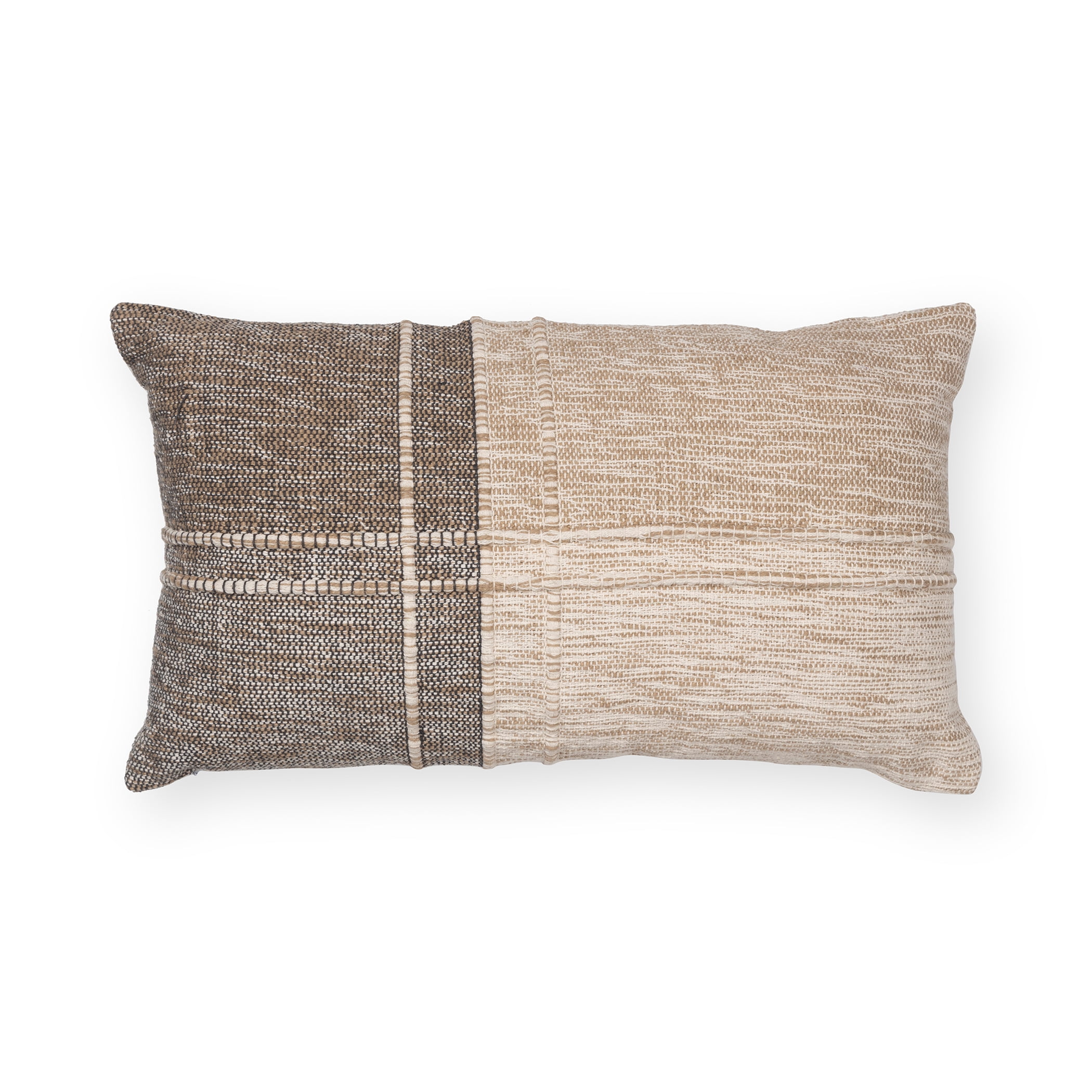 (2 pack) Better Homes & Gardens Patchwork Decorative Throw Pillow, 14"x24" Lumbar, Neutral Colors