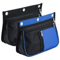 2Pcs Pencil Pouch for Binder, 1.8inch Expandable Zipper Pencil Pouch, Fabric Pencil Pouches Binder Pockets, Large Capacity Binder Pouch, Pencil Case for Binder, Pencil Pouch 3 Ring, 10.2x6.9x1.8inch