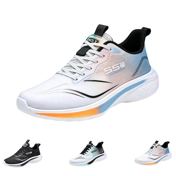 GrmtClth Mens Stylish Knit Upper Sports Shoes Lace Up Cushioned Flexible Sole Comfort Outdoor Walking Training Sneakers