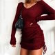 thumbnail image 2 of Vestido de jersey de manga larga con cuello en V para mujer - Corte ajustado, material de poliéster, informal/para el día a día, lavable a mano/a máquina (S-XXL), 2 of 6