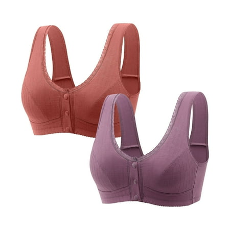 Weikingp bras for women  Womens Bra Sports Bras Front Snaps Seniors Wireless Beauty Back Full Coverage Comfor Easy Close Bras bralettes for women plus size lingerie clearance Mint Green 2XL