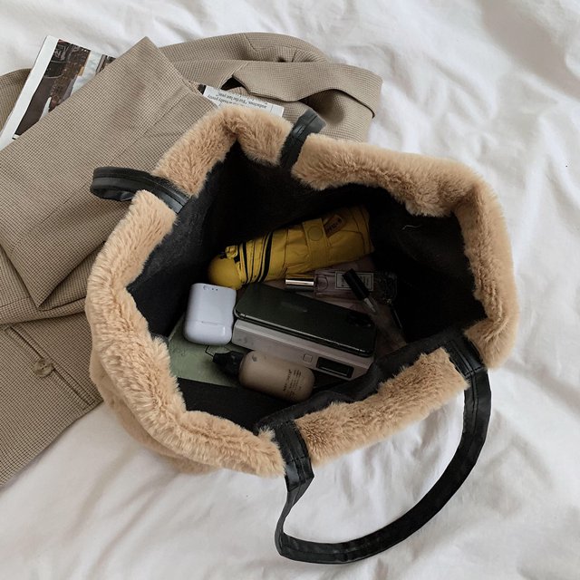 Bolso De Pana Bolsa de mano con estampado de oso de dibujos animados de pana para mujer de otoño de hombro con asa superior Sywqhk Para Estrenar