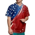 thumbnail image 2 of Men's Patriotic Pocket Detail Henley Shirt, Short Sleeve Button-Up Top with Retro American Flag Design ,Red S, 2 of 5