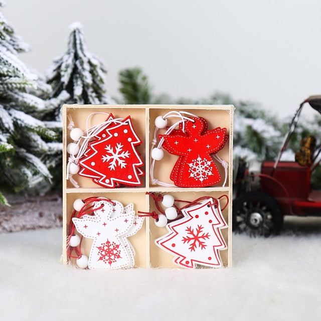 onlyliua Liquidación Juego de 12 Adornos Navideños de Madera Pintados con Forma de Ángel para Árbol de Navidad, Adornos Colgantes para Hacer Tu Mismo