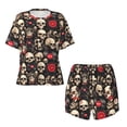 thumbnail image 4 of Lsque rock record Skull Women's Short-Sleeved Pajama Set - 2 Piece Soft and Lightweight Sleepwear Set-Large, 4 of 9