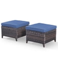 thumbnail image 4 of Giantfurnni 2 Peices Patio Rattan Ottomans, Outdoor Wicker Footrests with Cushions for Porch Backyard Deck, 4 of 7