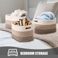 thumbnail image 2 of Storage Baskets for Shelves, Decorative Storage Cube Bins,Woven Basket for Toys, Book and Towels, Soft Cotton Rope Rectangle Woven Basket for Storage (Gradient brown 3PCS), 2 of 7