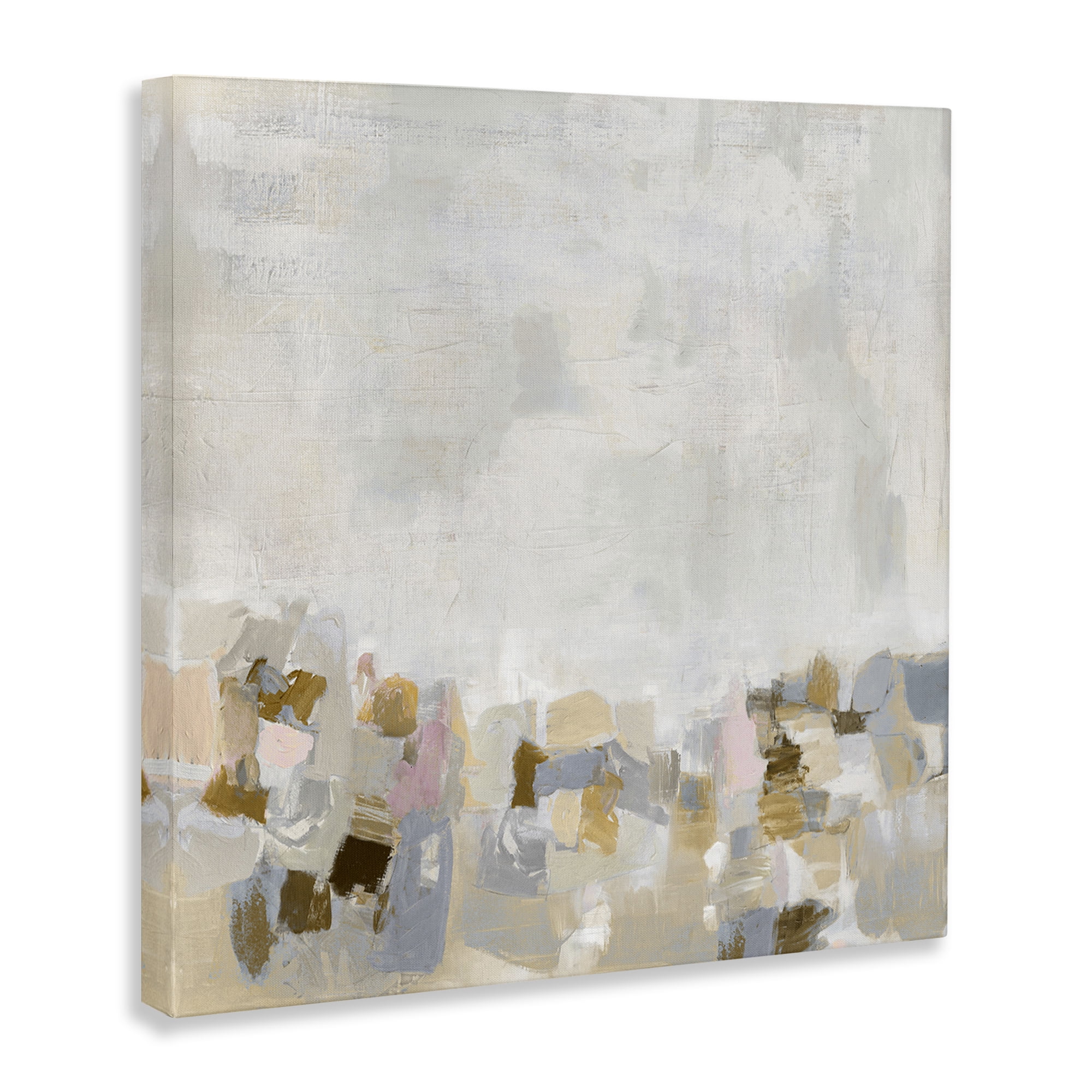 Stupell Industries Rustic Beige & Grey Abstract Painting Gallery Wrapped Canvas Art Print Wall Art, 17 x 17