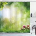 thumbnail image 1 of Ambesonne Nature Shower Curtain, Fresh Spring Blossoms, 69"Wx75"L, Green Pale Yellow Pink, 1 of 3