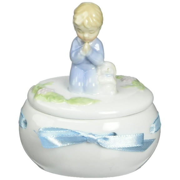 Cosmos 10142 Fine Porcelain Boy Praying Lidded Box, 3-3/8-Inch