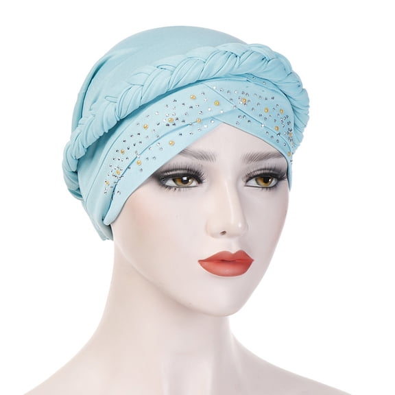Women's Shiny Turban Knot Headwrap Pre-Tied Bonnet Turban Beanie Cap Muslim Hijab Headwrap Head Bennie Cover