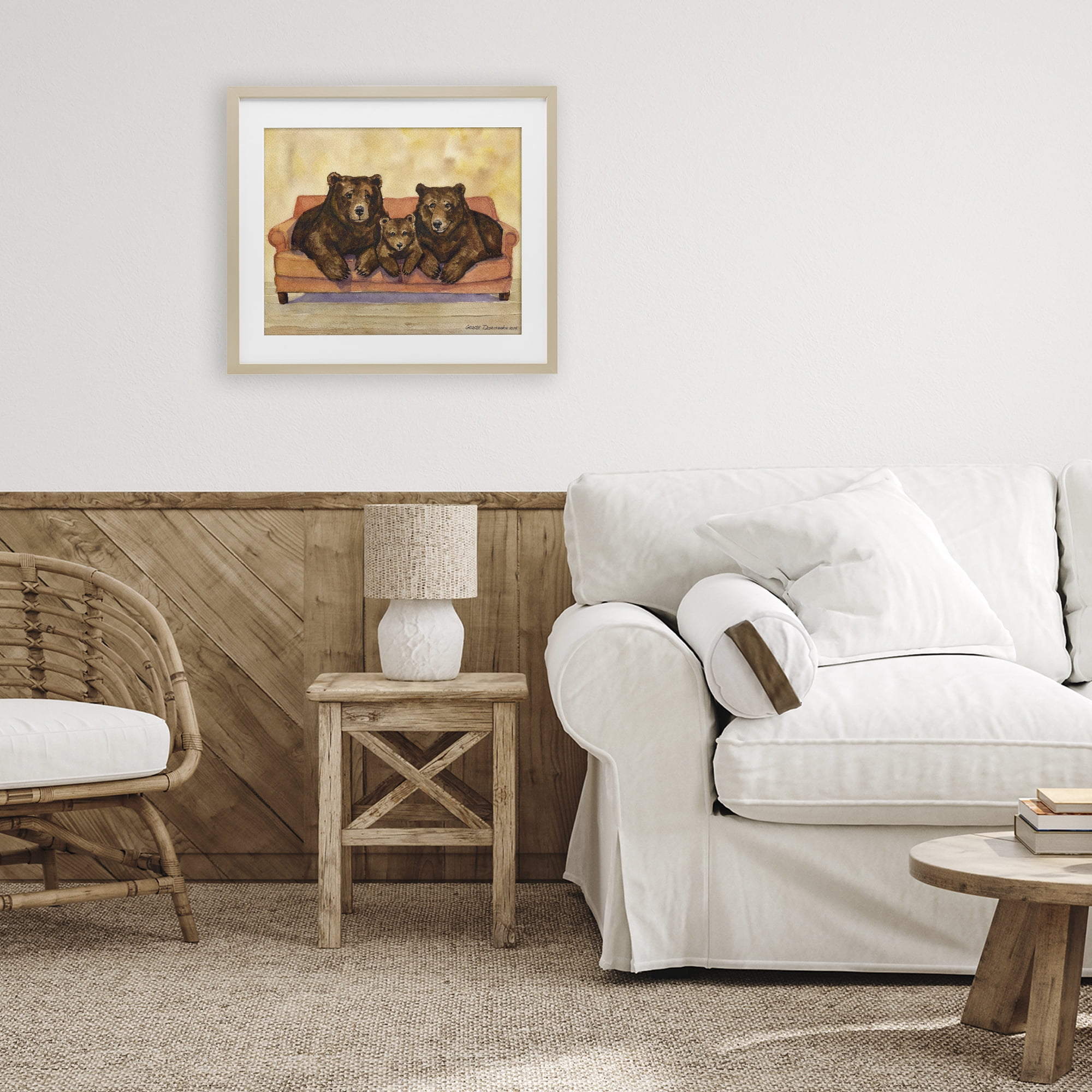 Stupell Industries Bear Family Trio Birch Framed Print Under Glass, design by George Dyachenko